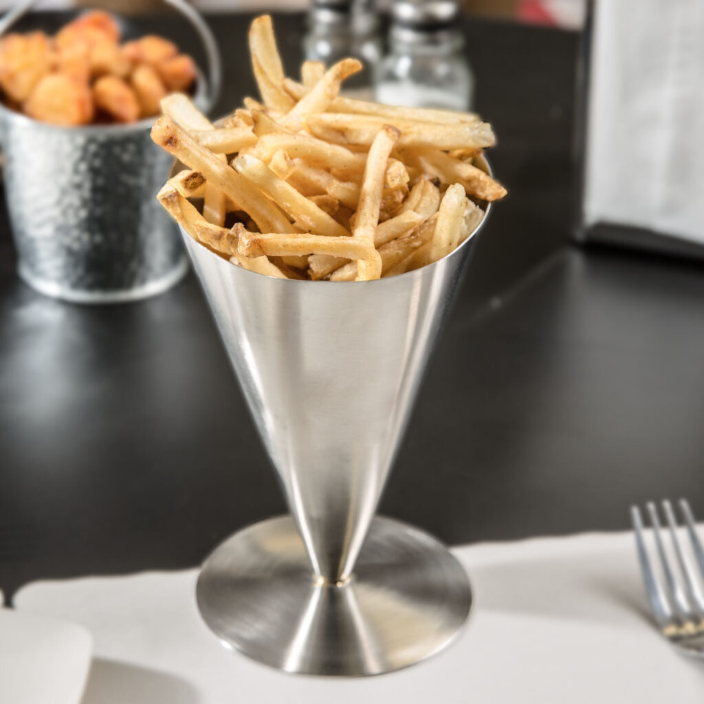 French Fries 101: What Commercial Equipment Do I Need? - table craft fry display - Eleven36 Blog