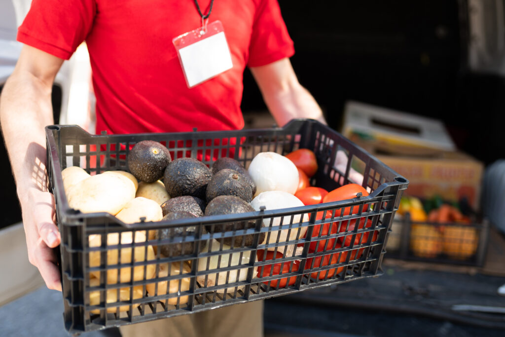 Food truck chef stocking up on ingredients